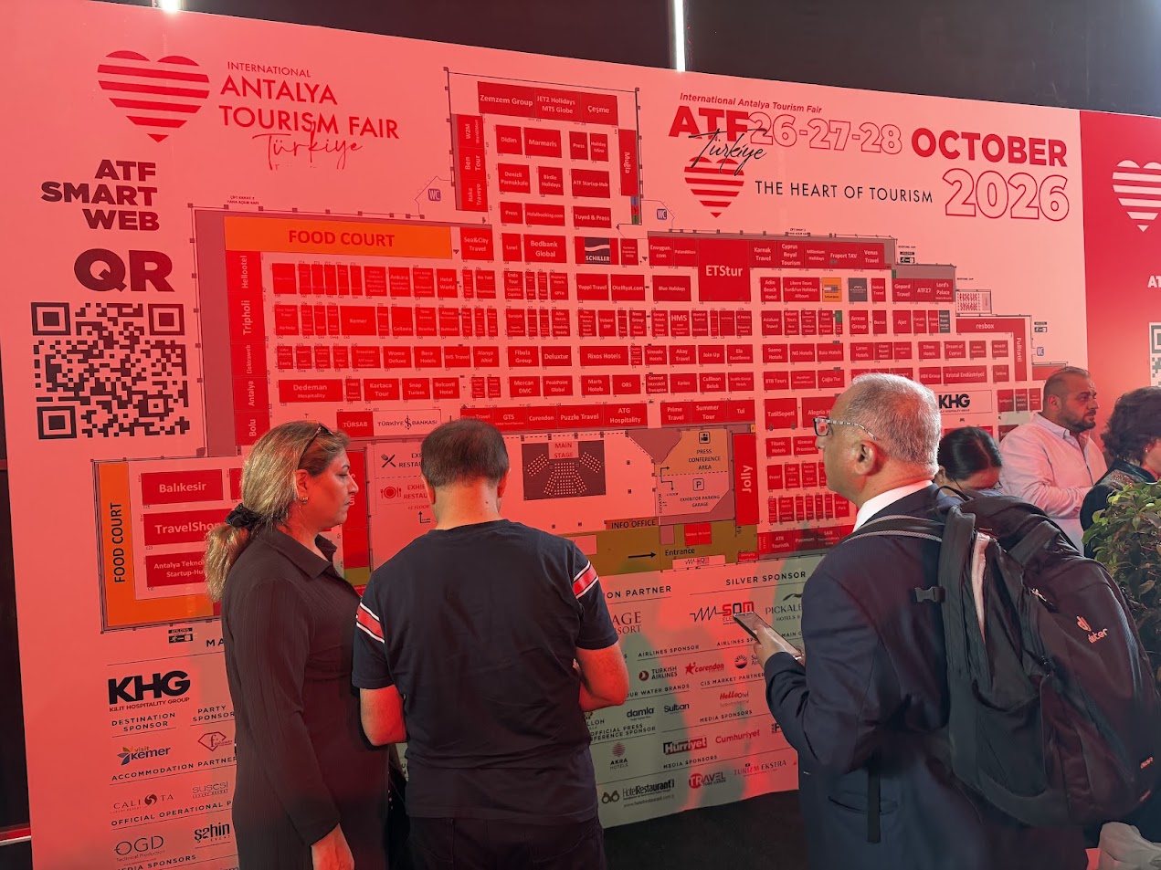 Visitors studying the ATF Antalya 2026 exhibition floor plan