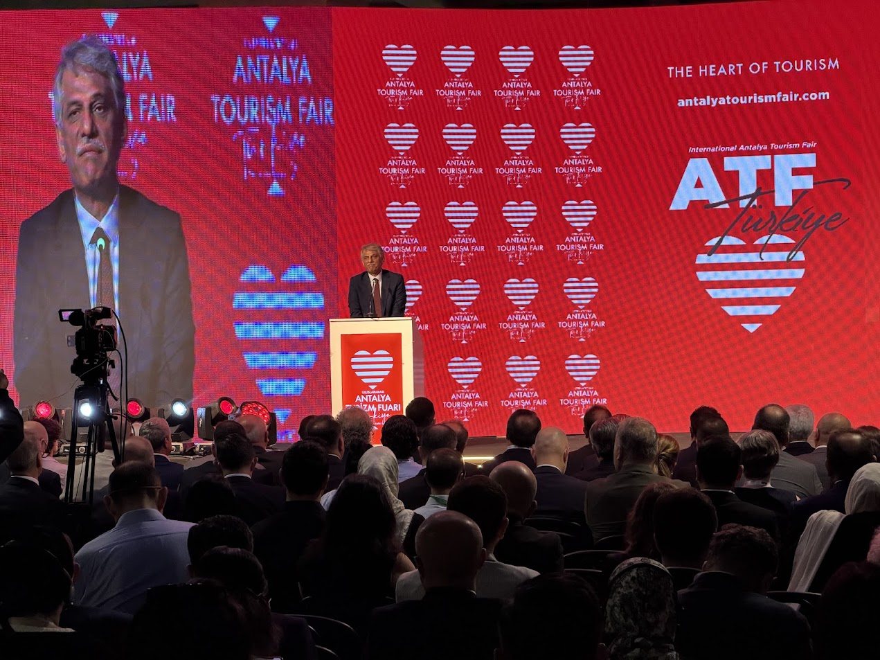 Deputy Minister of Culture and Tourism Nadir Alpaslan speaking on the ATF Antalya 2026 main stage