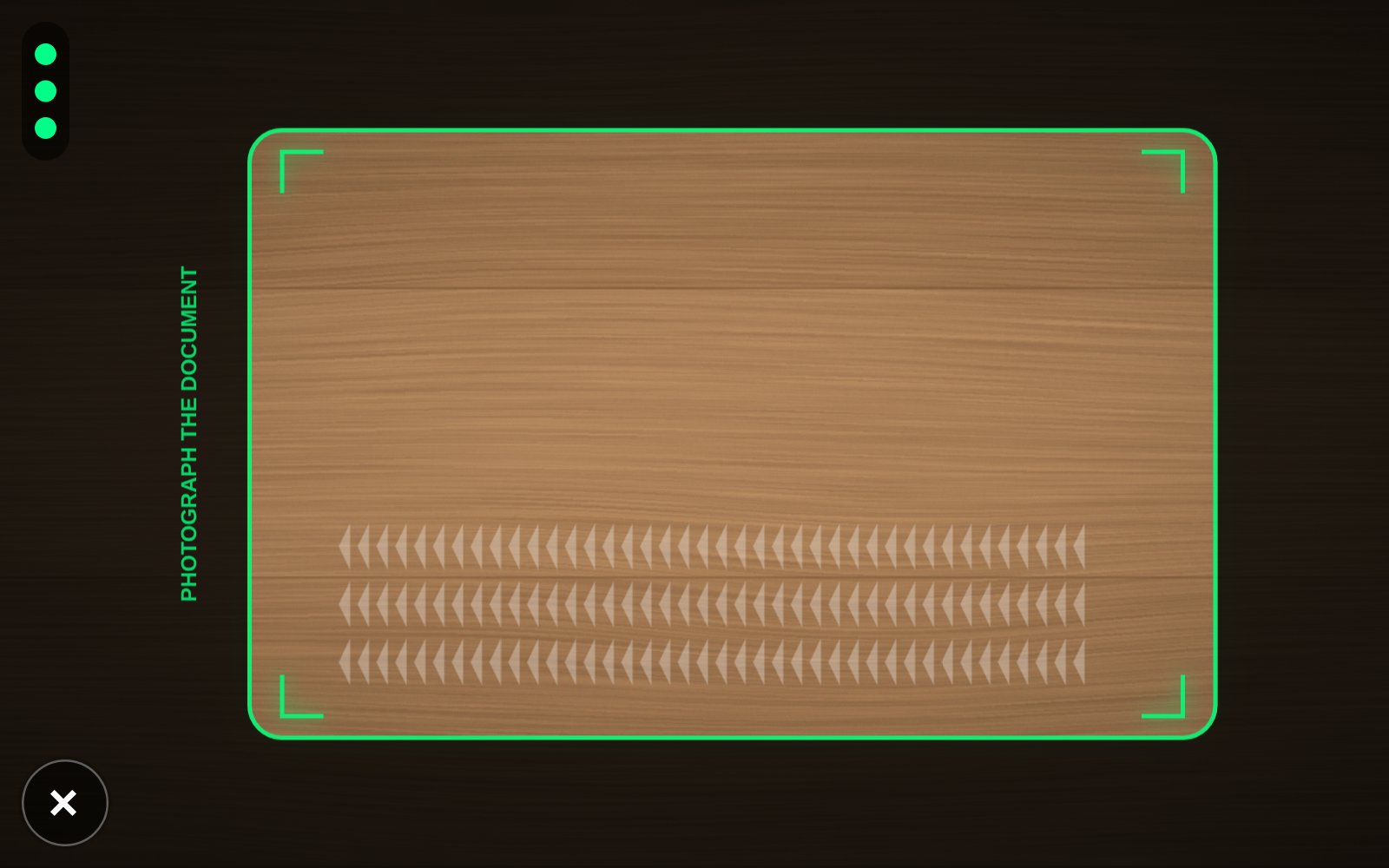 Green guide frame — the ID card is ready for automatic capture